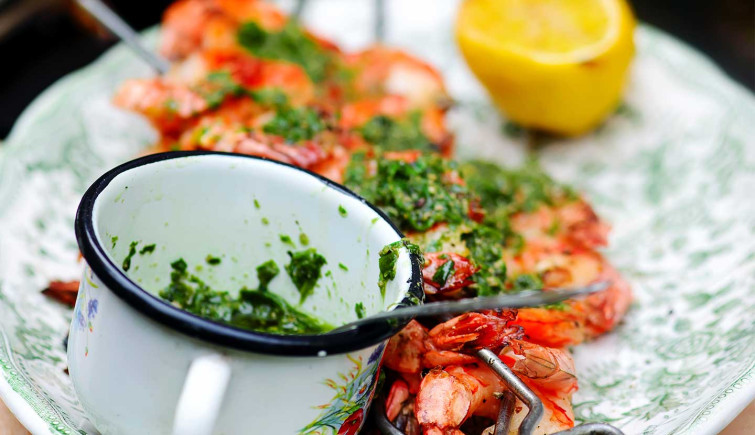 Креветки з песто 